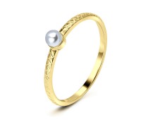 Pearl Gold Plated Silver Rings NSR-2904-GP